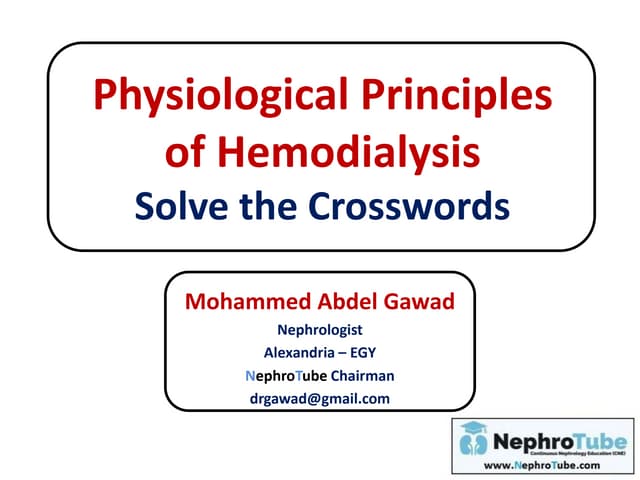 Physiological Principles of Hemodialysis - (An link for an update of this lec...