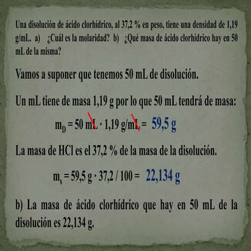 Problema resuelto de una disolución de h cl