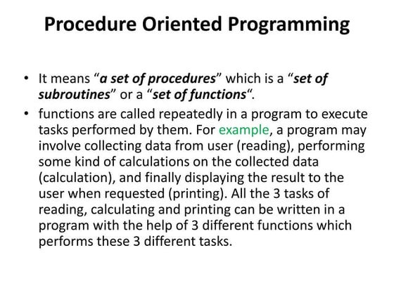 Procedural vs. object oriented programming