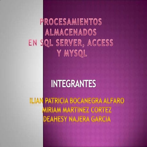 Procesamientos Almacenados