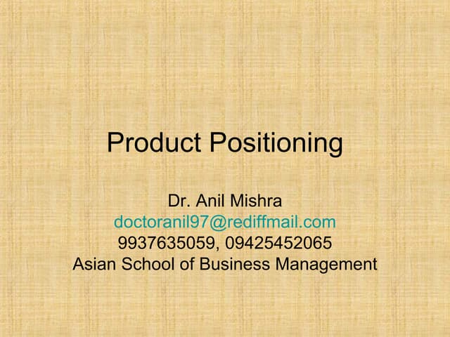 Product Positioning