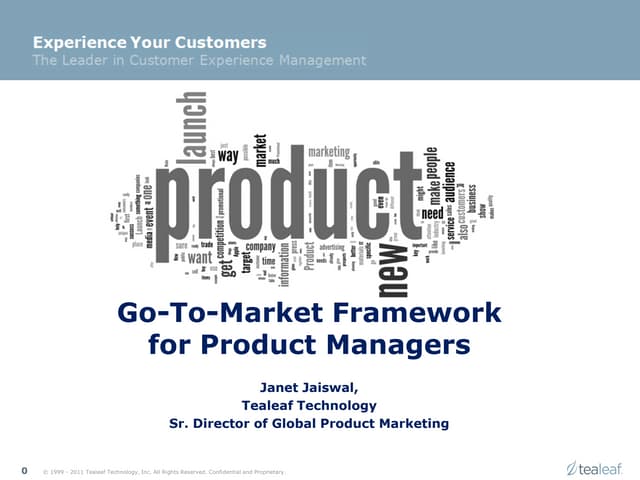 Product Marketing Framework for Product or Service Launch