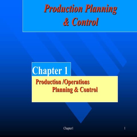 Product Operation Planning & Control