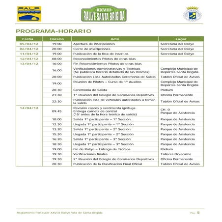 Programa horario rsb2012