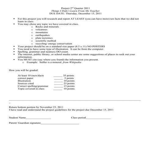 Project 2nd quarter 2011