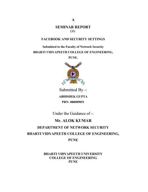 Facebook and Security Settings Report