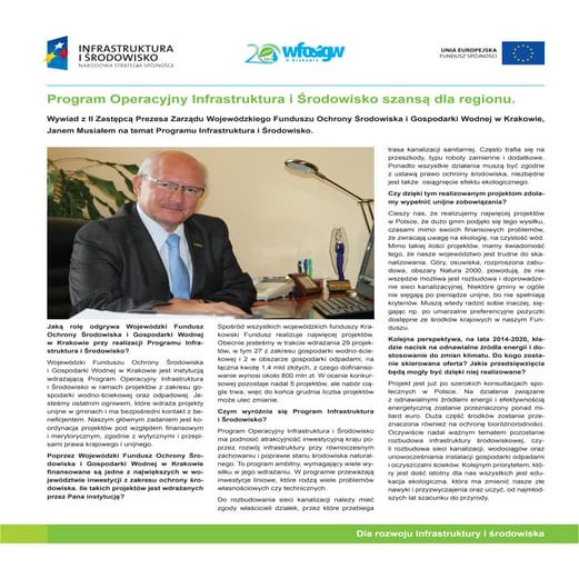 Program Operacyjny Infrastruktura i Środowisko szansą dla regionu Małopolski ...