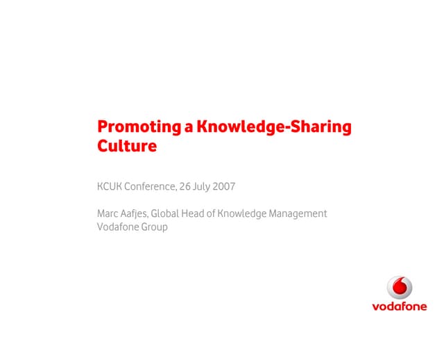 Promoting A Knowledge Sharing Culture