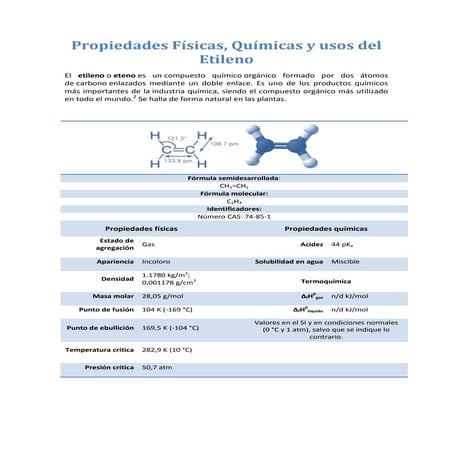 Propiedades y usos del Etileno