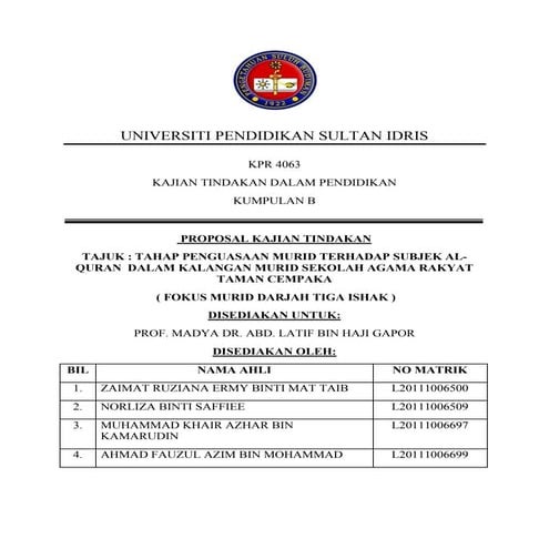 Proposal  kajian tindakan