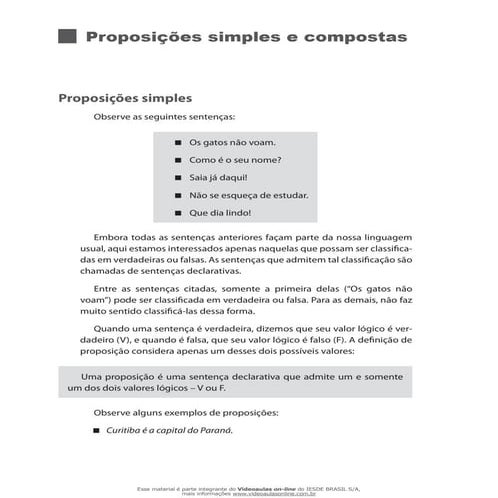 Proposições simples e compostas