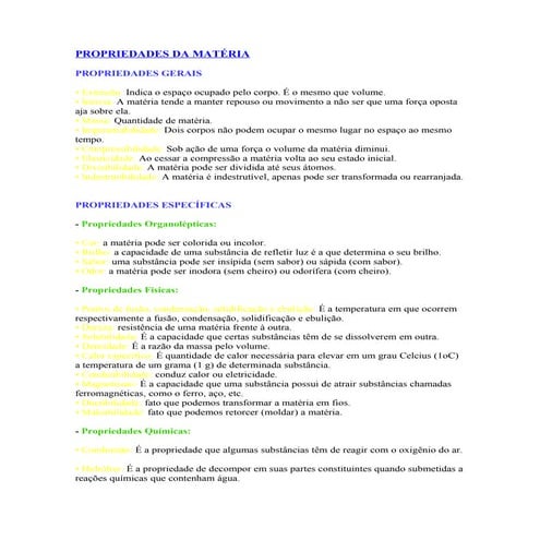 Propriedades da matéria