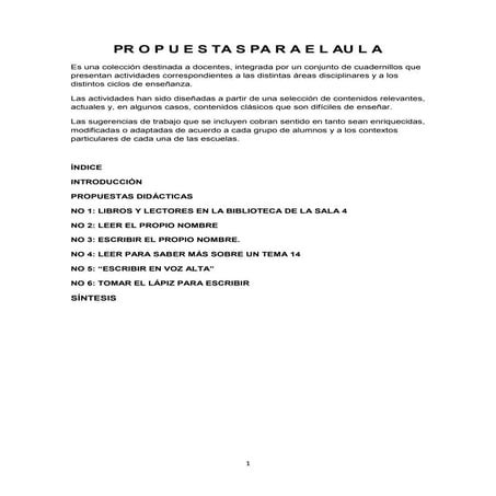 Pr o p u e s ta s pa r a e l au l a