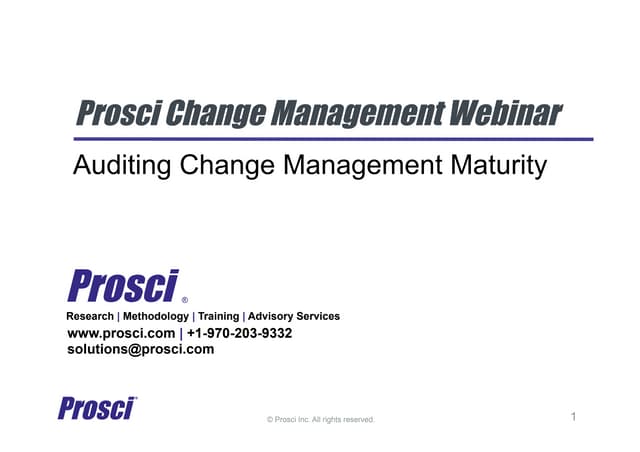 Prosci Webinar Auditing Org Change Capability 010316