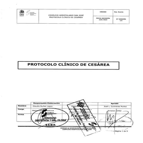 Protocolo clínico de cesárea