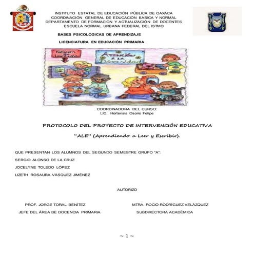 Protocolo del proyecto de intervención educativa