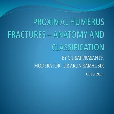 Proximal humerus fractures anatomy and classification