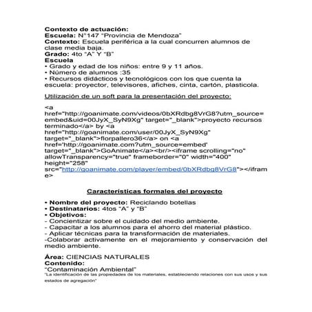 Proyecto reciclando botellas plasticas