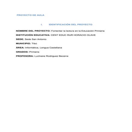 Proyecto de aul lectura