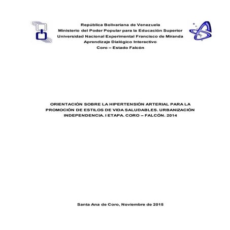 Proyecto de Salud   Hipertension Arterial 