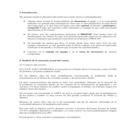 Proyecto de dirección actual.