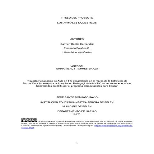 Proyecto grupo 154 d LOS ANIMALES DOMESTICOS