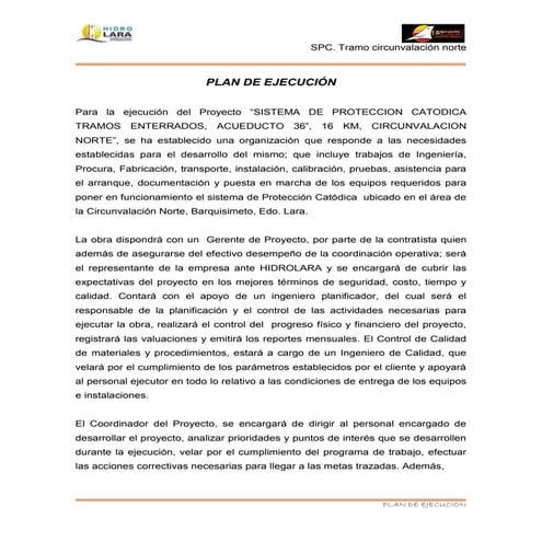 Proyecto HIDROLARA. SPC para Acueductos, tramos enterrados