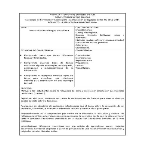 Proyecto implementación de las tics. comprensión lectora.