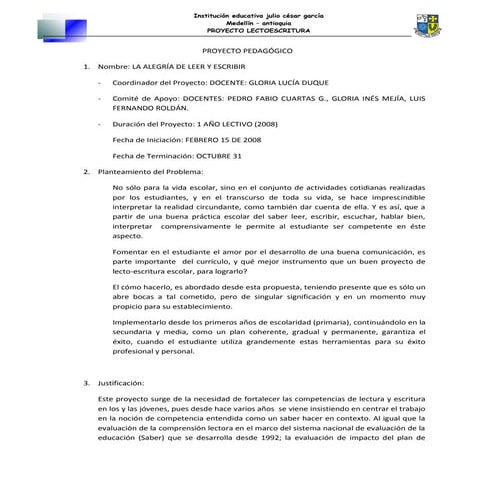 Proyecto lectoescritura