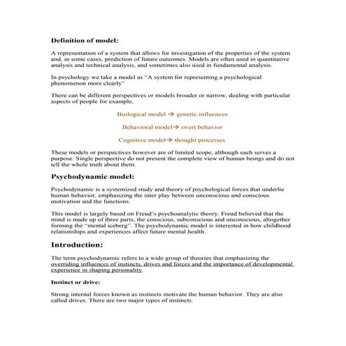 Psychodynamic Model
