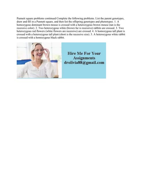 Punnett square problems continued Complete the following problems- Lis.docx