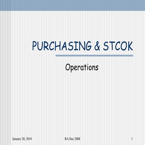 Purchasing And Stock