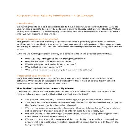 Purpose-Driven Quality Intelligence - A QI Concept