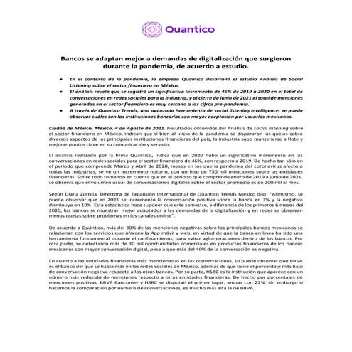Bancos se adaptan mejor a demandas de digitalización que surgieron durante la...