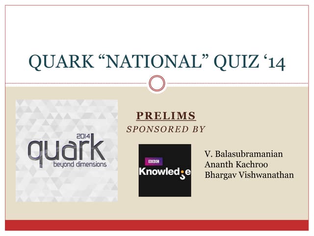 Quark 2014 Prelims answers