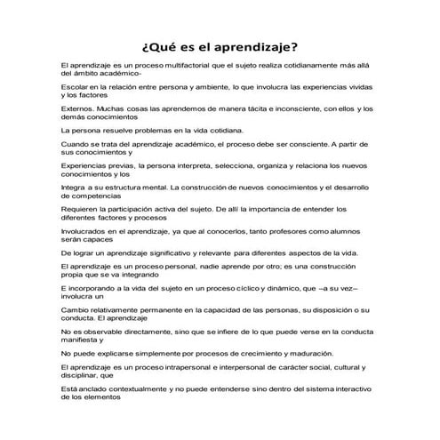 Qué es el aprendizaje 
