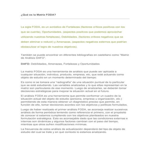 Qué es la matriz foda