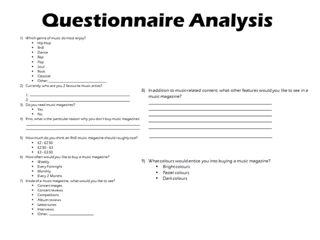 Questionnaire analysis