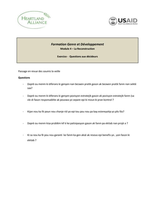 Questions sur les projets