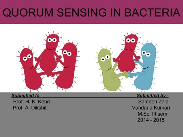 Quorum sensing in bacteria