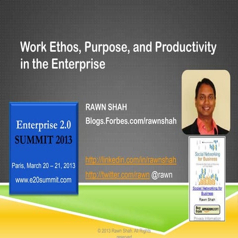 Work Ethos, Purpose, and Productivity 