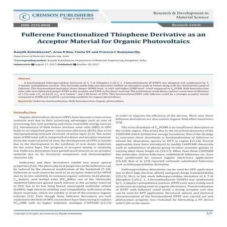 Fullerene Functionalized Thiophene Derivative as an Acceptor Material for Org...