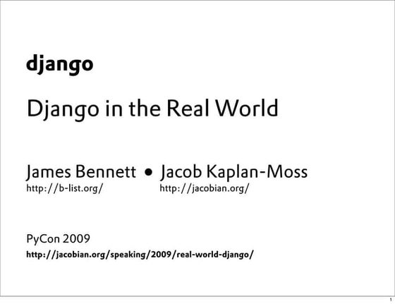 Django in the Real World
