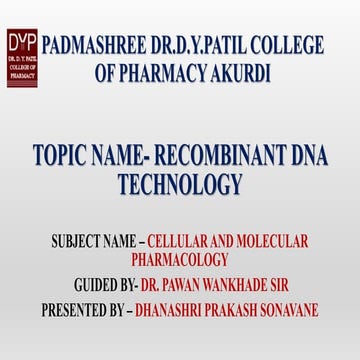 RECOMBINANT DNA TECHNOLOGY PRESENTATIONS