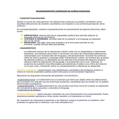 Reconocimiento temprano de daños auditivos
