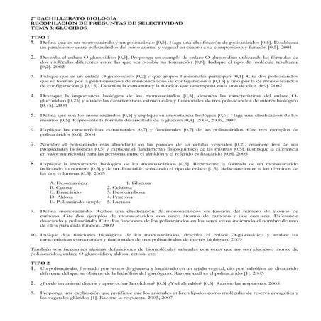 Recopilacion selectividad t3 glucidos