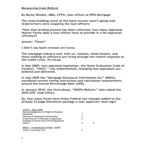 Recovering from Reform4