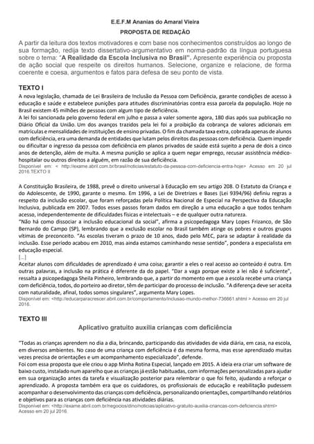 Proposta 7 de redação enem 2017