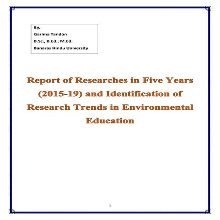 Research Trends in Environmental Education  by Garima Tandon
