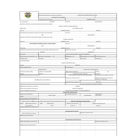 Registro de importacion